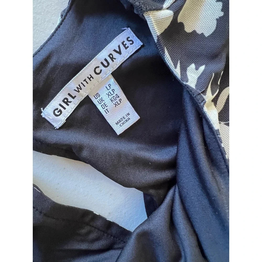 Girl With Curves Petite Mesh Flutter Sleeve Maxi Dress Black Floral NWOT Size LP - Picture 5 of 8